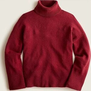 J Crew alpaca merino wool blend maroon turtleneck sweater ribbed cuffs size XXS